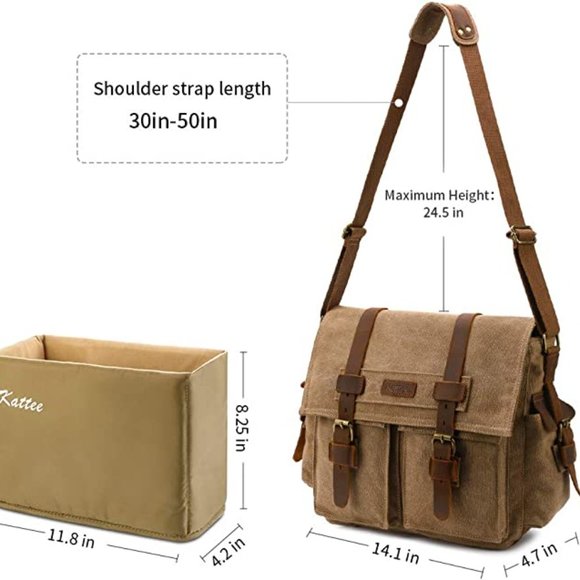 Kattee Bags Brand New Kattee Leather Canvas Messenger Bag Vintage